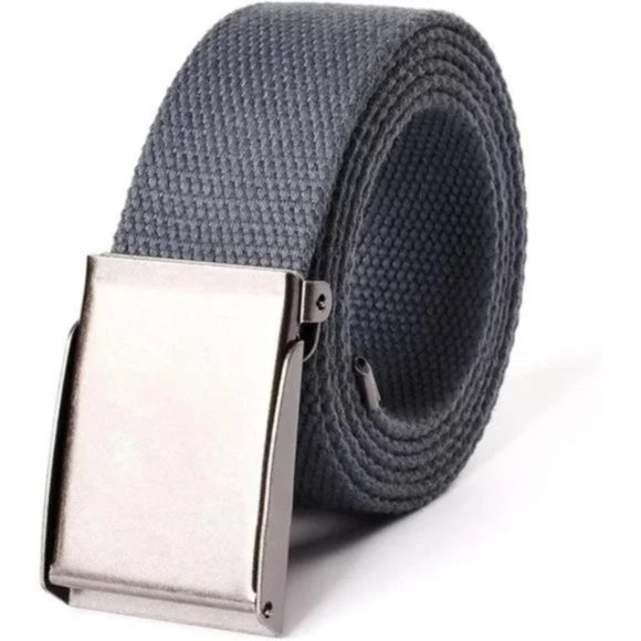 Two CANVAS Web Belt | Cut to Fit Up to 52" | Flip-Top Matte Silver Nickel Buckle - Picture 3 of 6